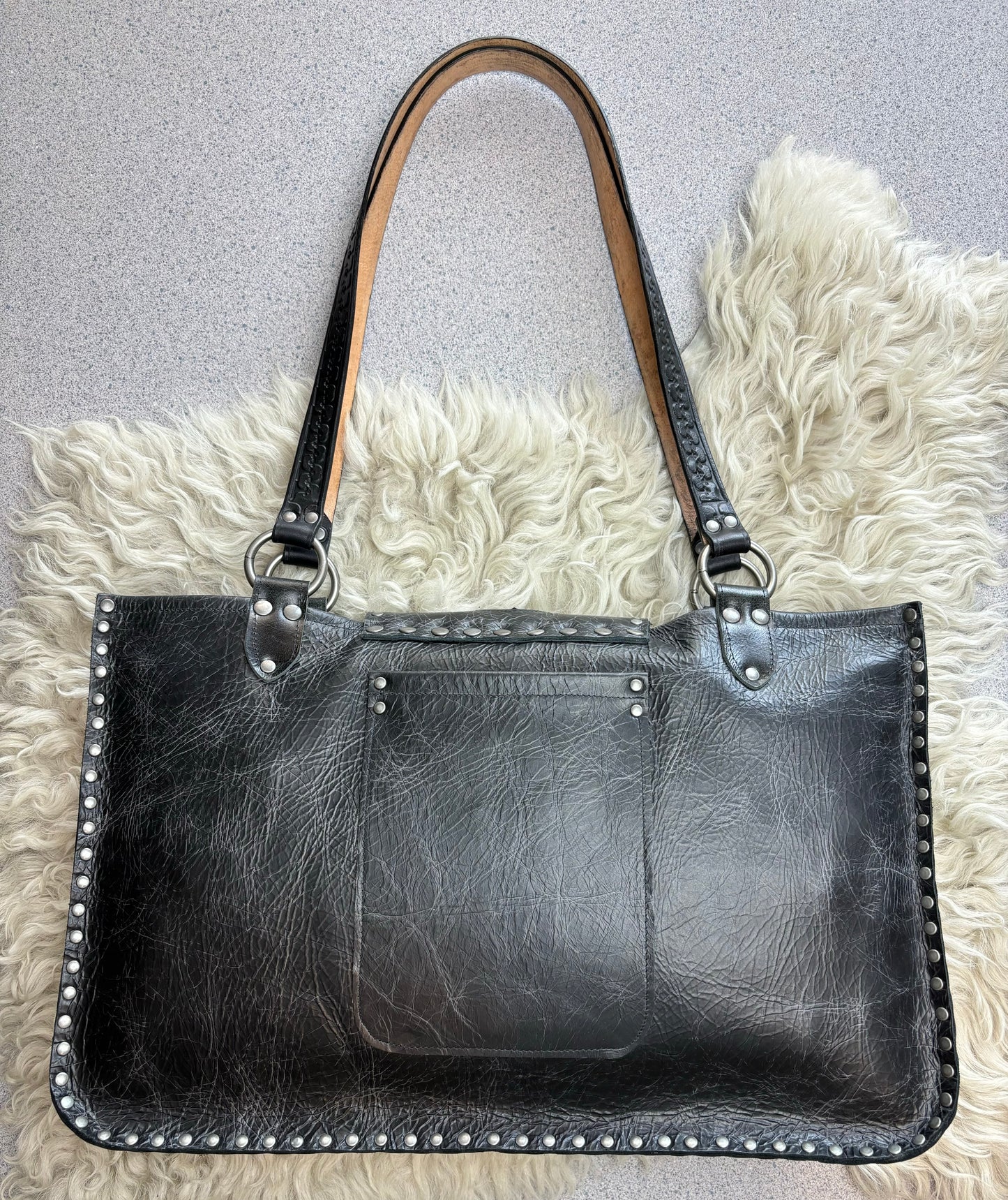 Distressed Black Cross Tote