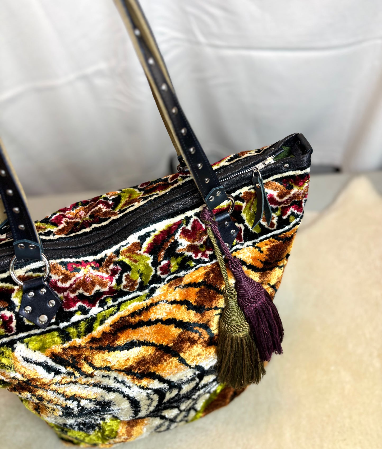 Tiger Velvet Ziptop Bag