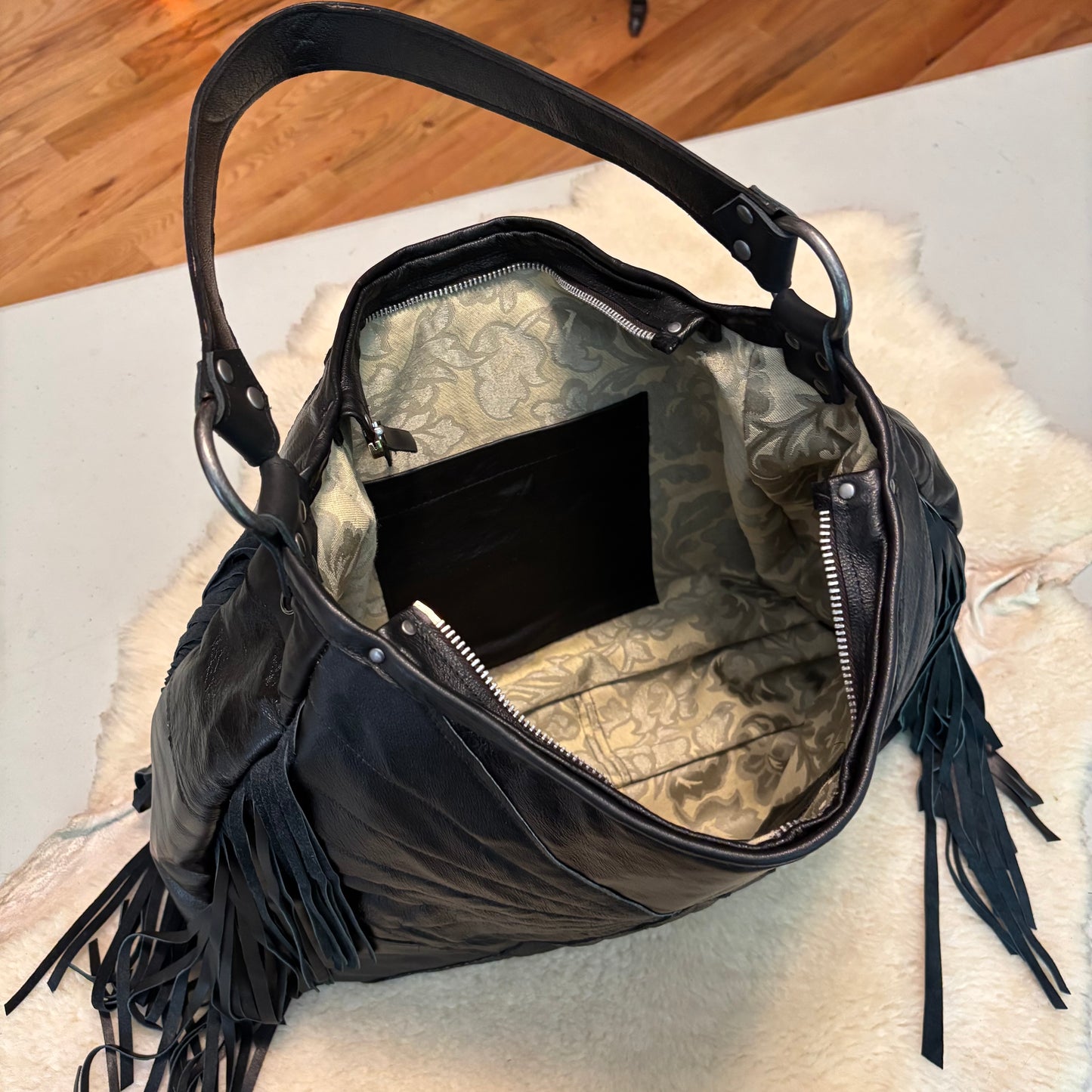 Black Star Stitch Reclaimed Leather Bag