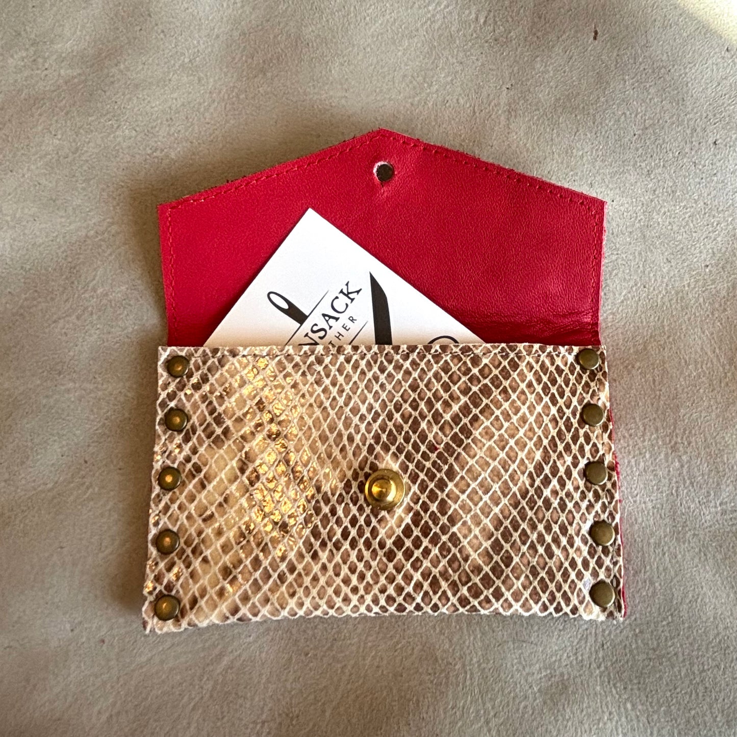 Tan Python Print Cardholder