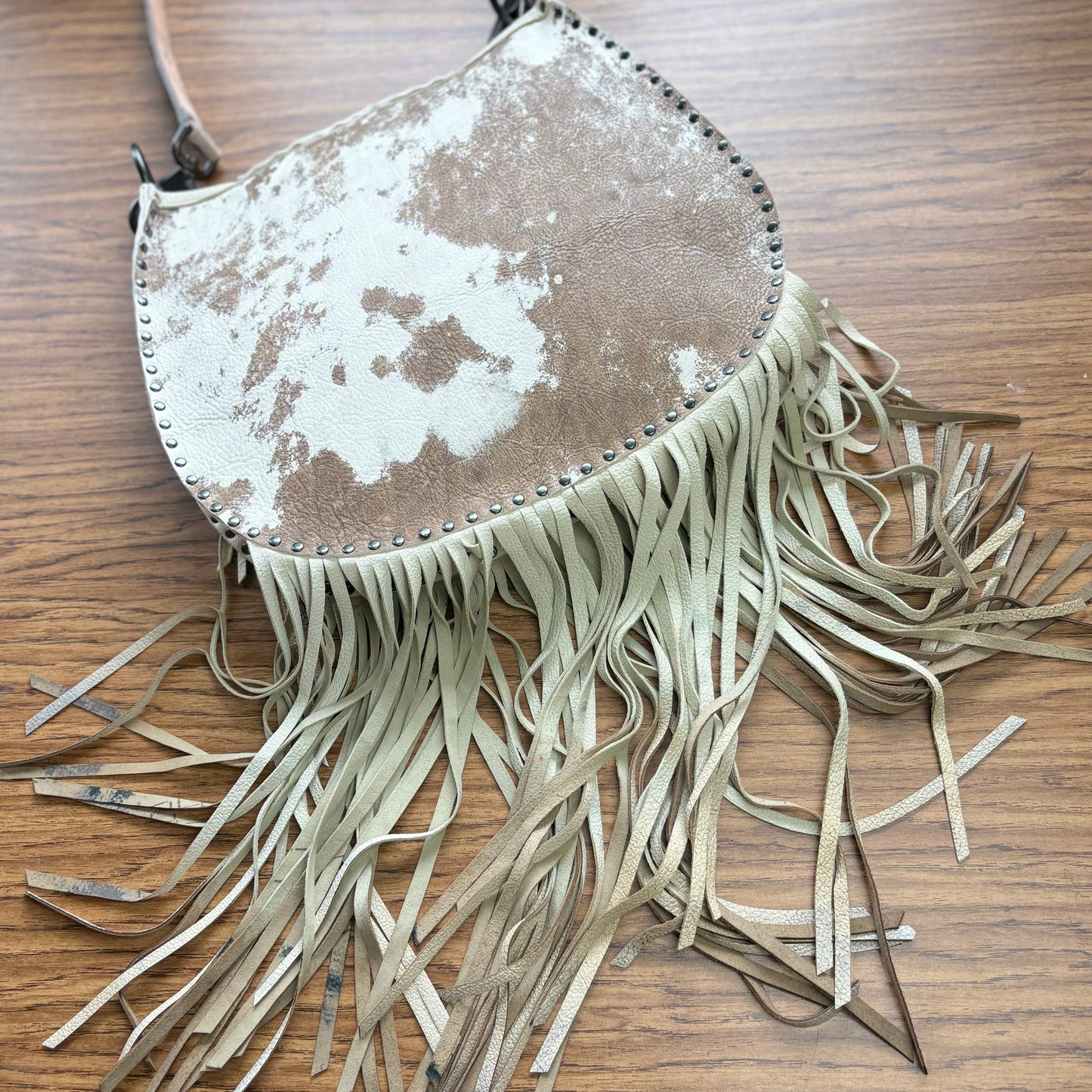 Distress Taupe Fringed Cathedral Bag