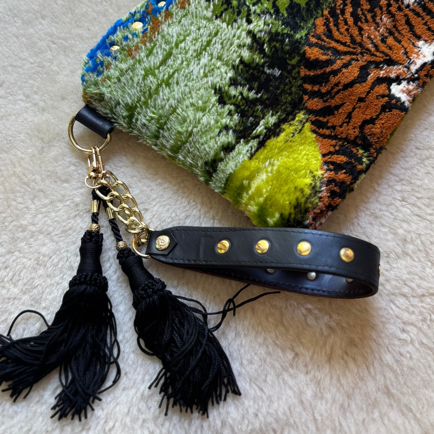 Tiger Velvet Tapestry Oversized Clutch