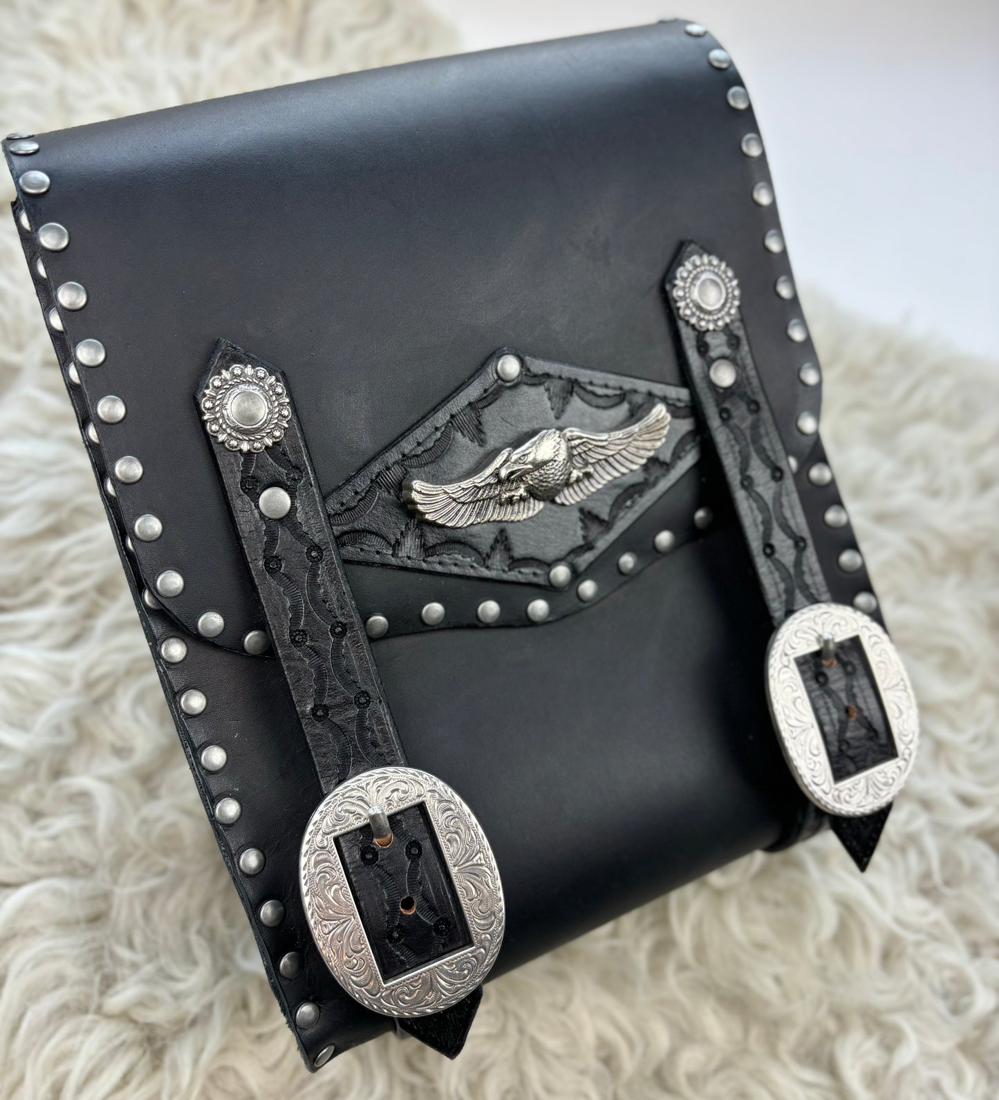 Black Leather Sissy Bar Bag