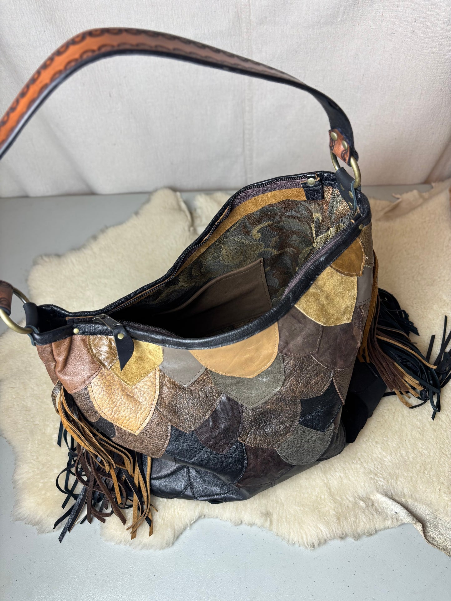 Reclaimed Leather Fish Scale Bag