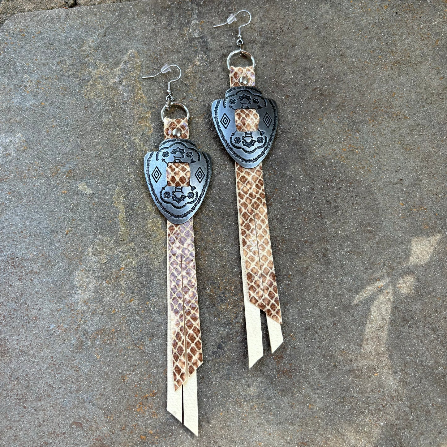 Natural Snake Arrowhead Earrings