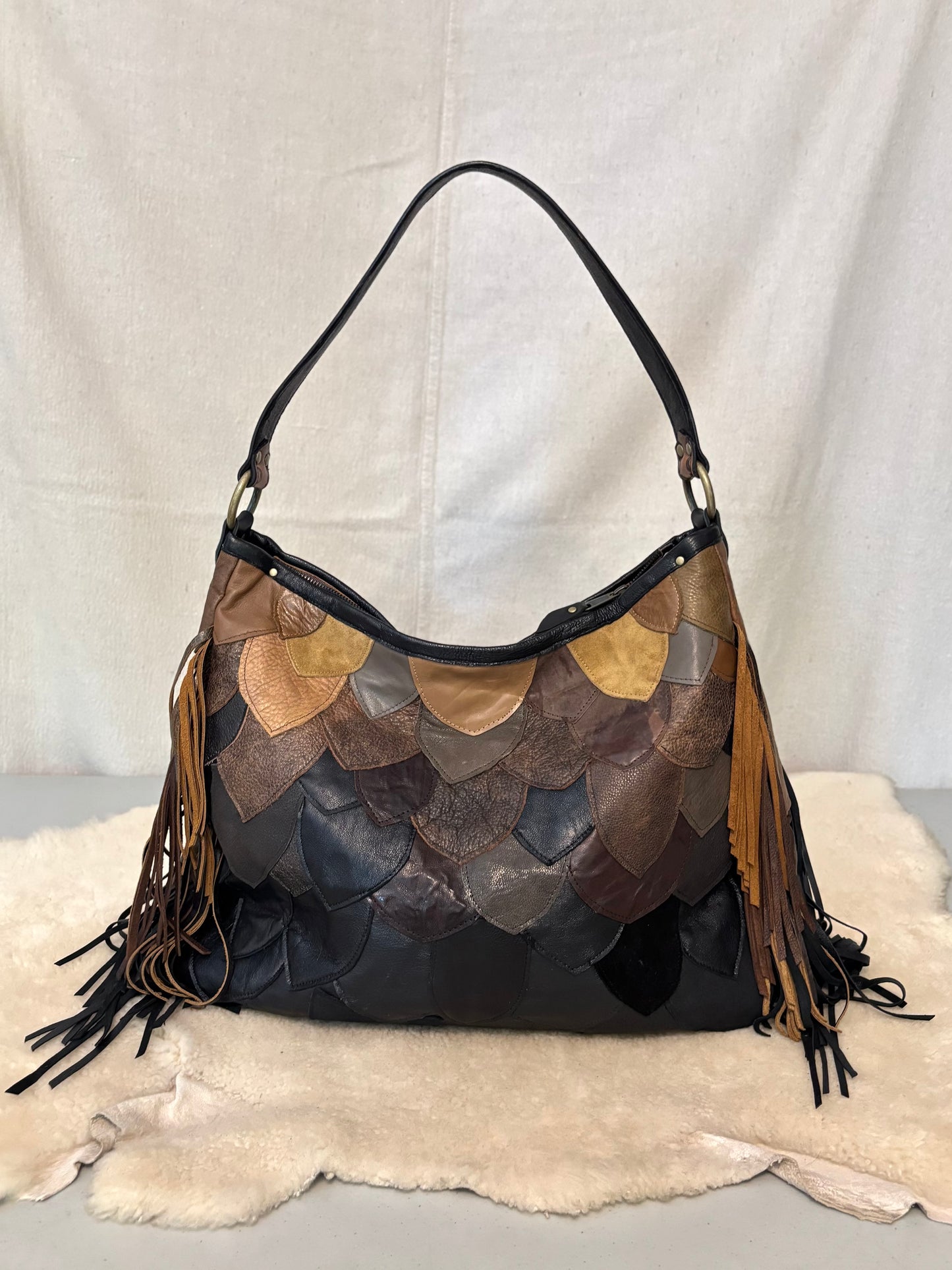 Reclaimed Leather Fish Scale Bag