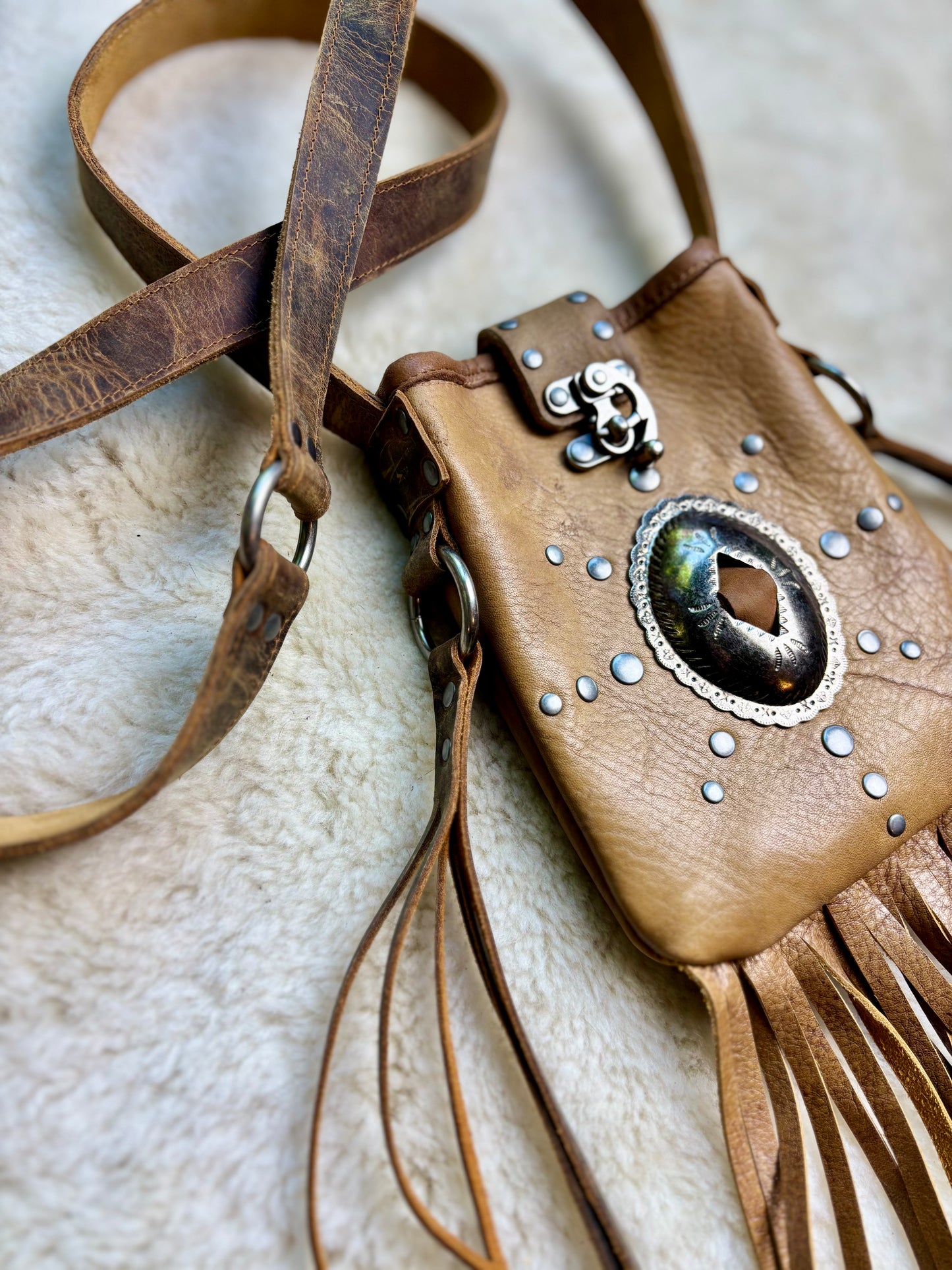 Reclaimed Leather Concho Bag