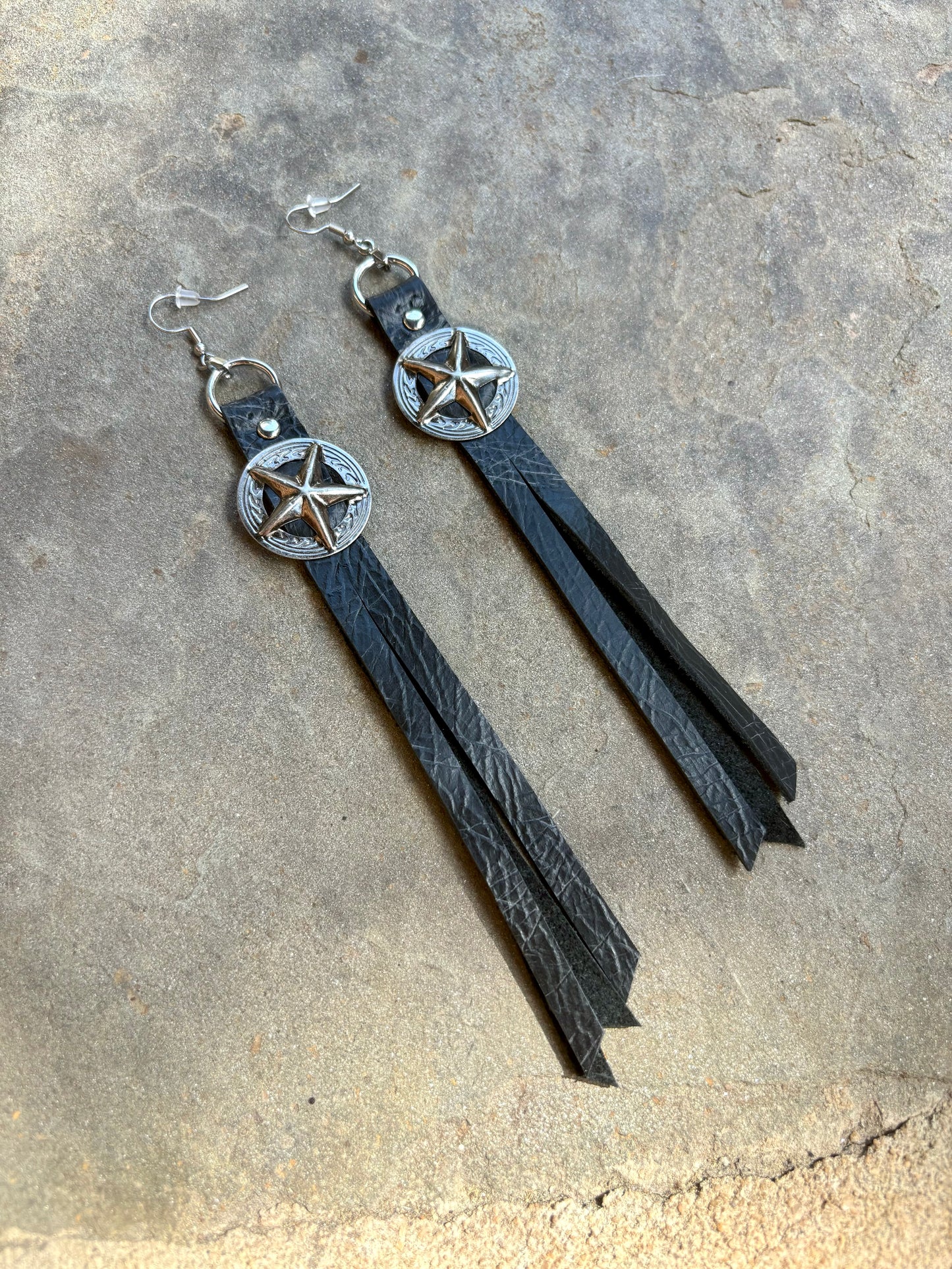 Black Lone Star Earrings