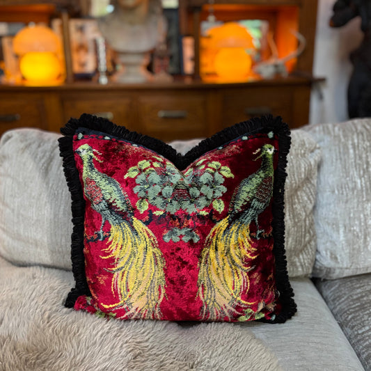 Tropical Birds Vintage Velvet Pillow