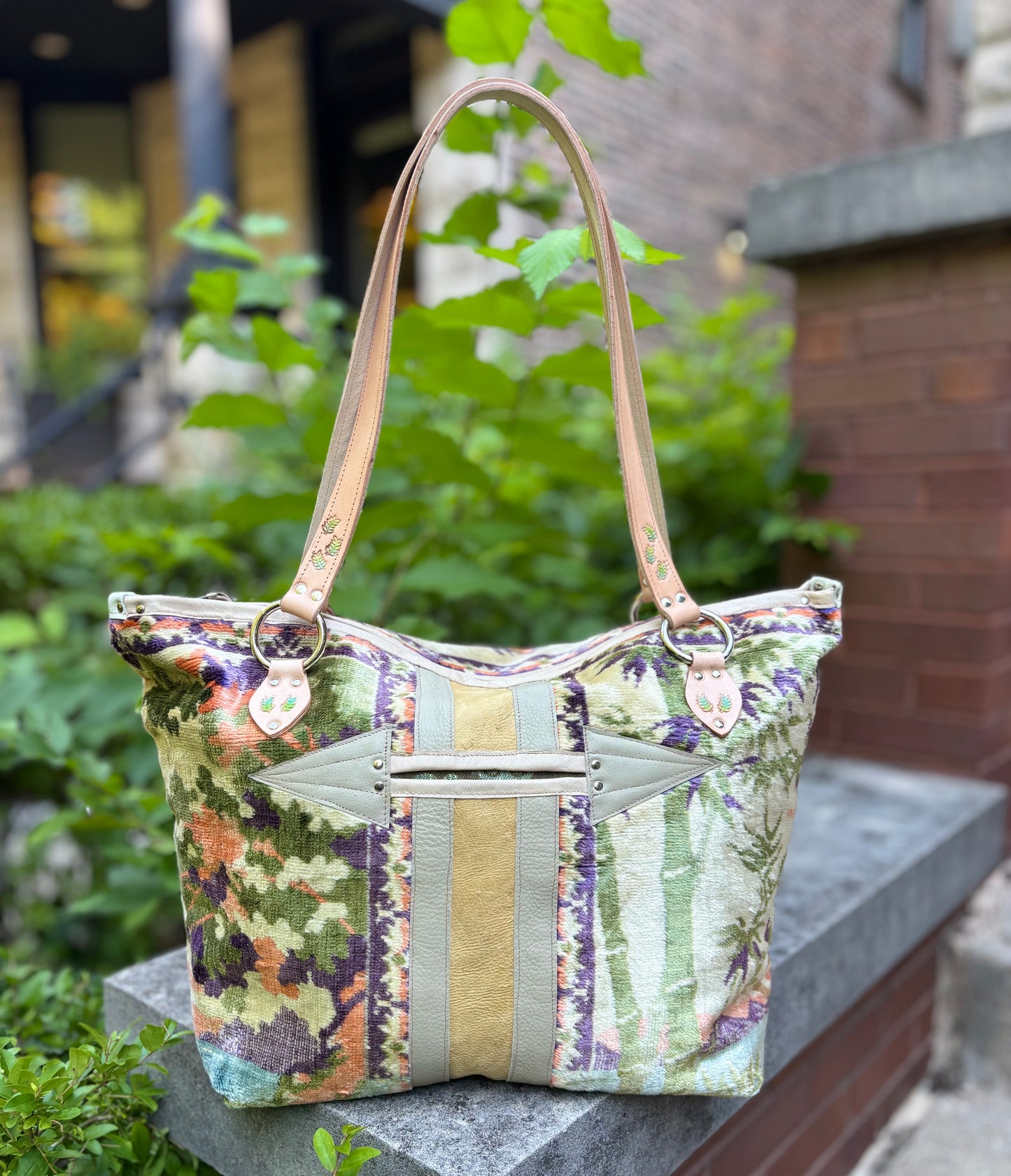 Pastel Peacock Velvet Ziptop Bag