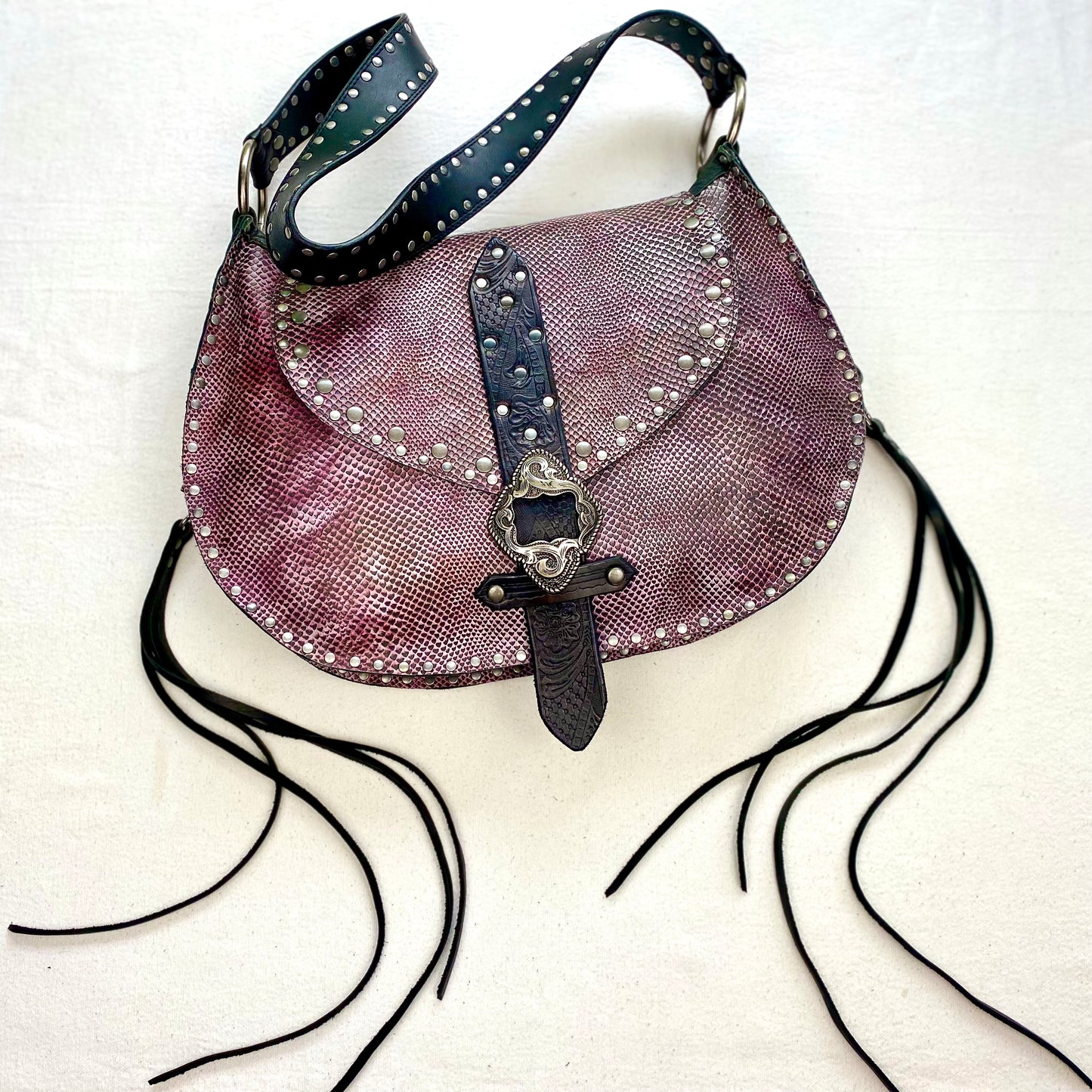 Pink Snake Print Shoulder Bag