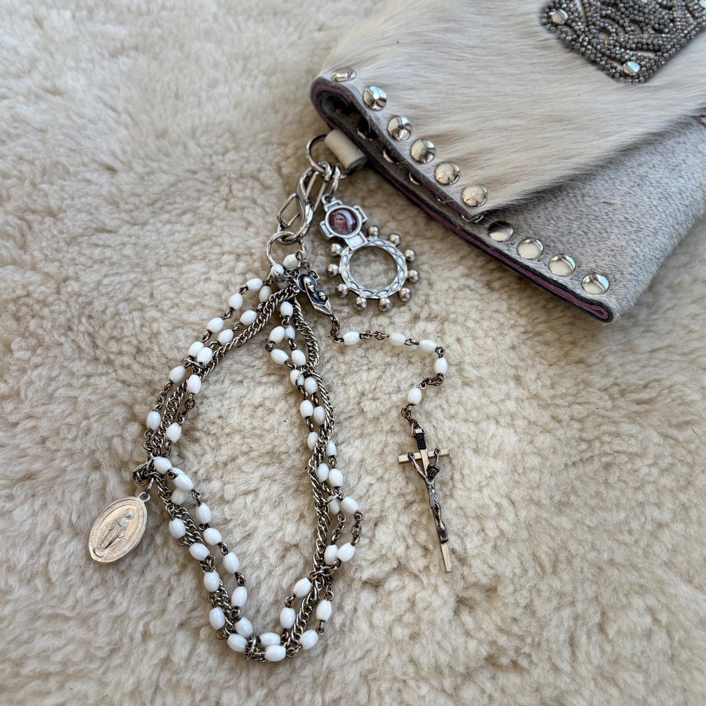 Winter White HairOn Hide Clutch