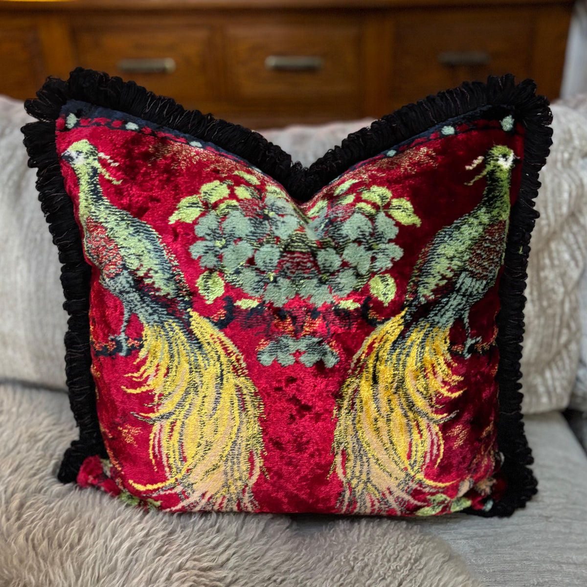 Tropical Birds Vintage Velvet Pillow