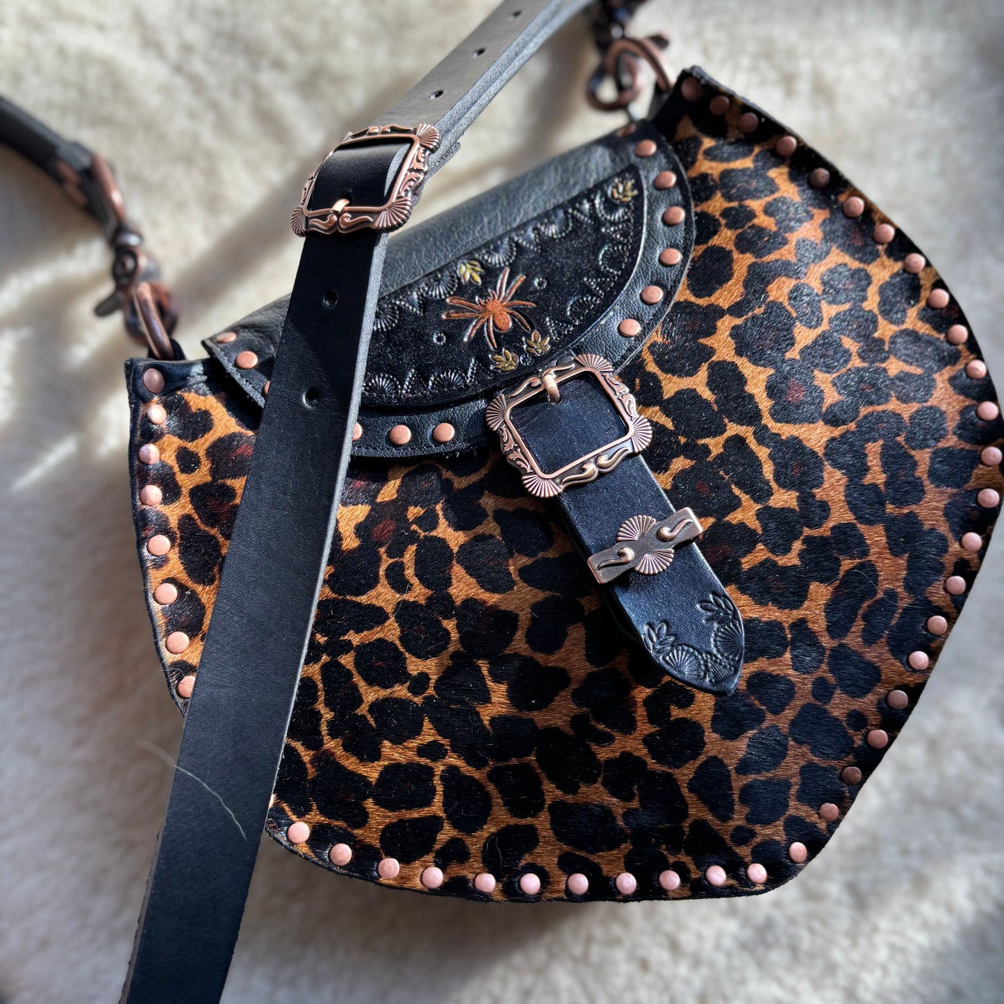 Leopard Crossbody with Spider