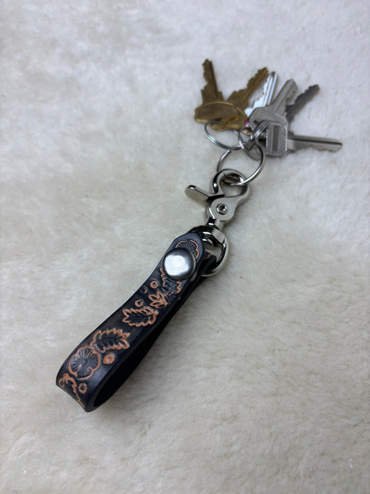 Stamped Leather Belt Key Hook