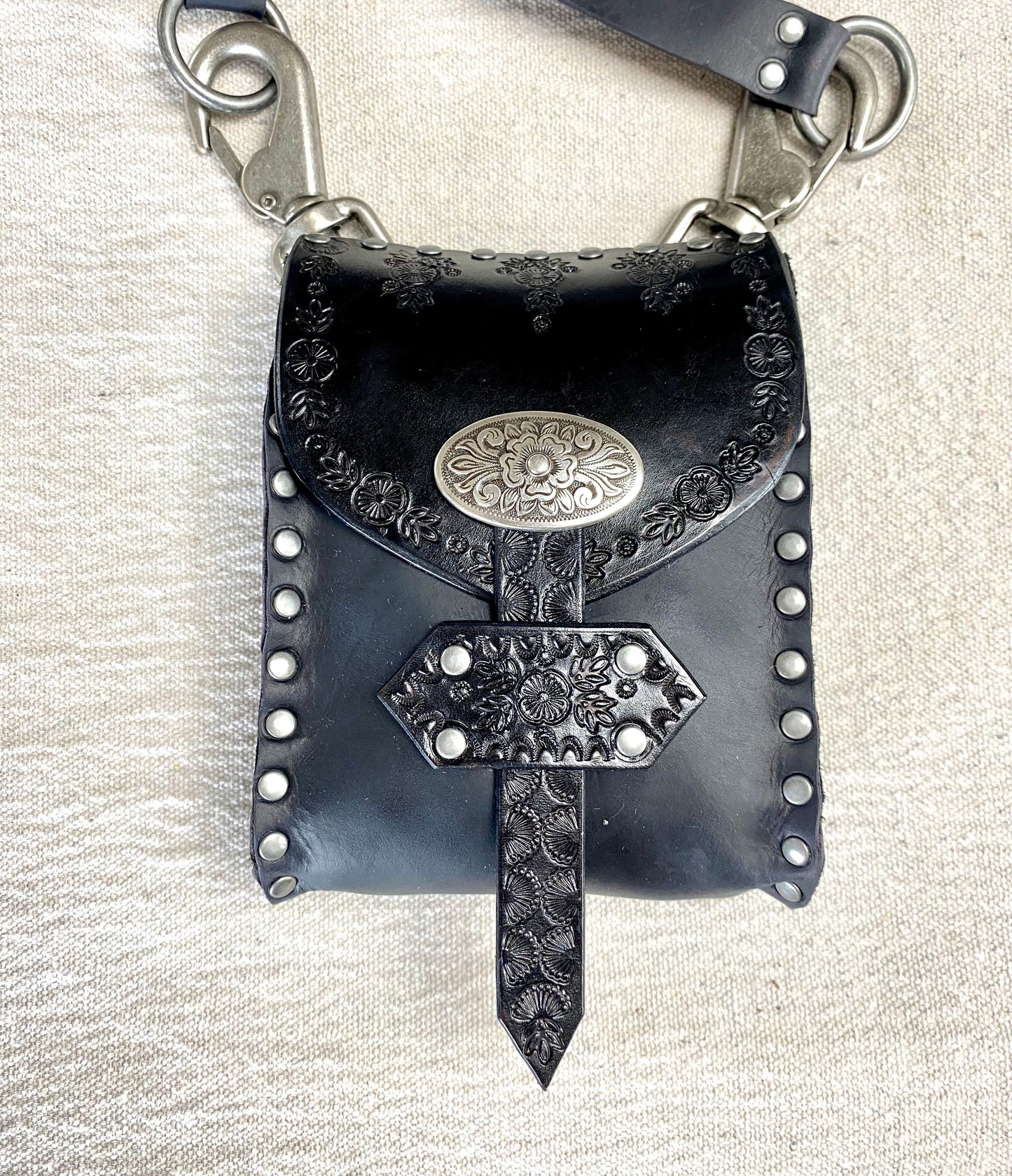 Black & Silver Convertible Crossbody Waist Bag