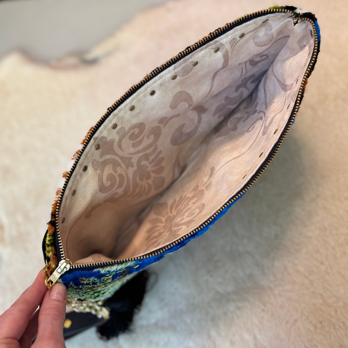 Tiger Velvet Tapestry Oversized Clutch