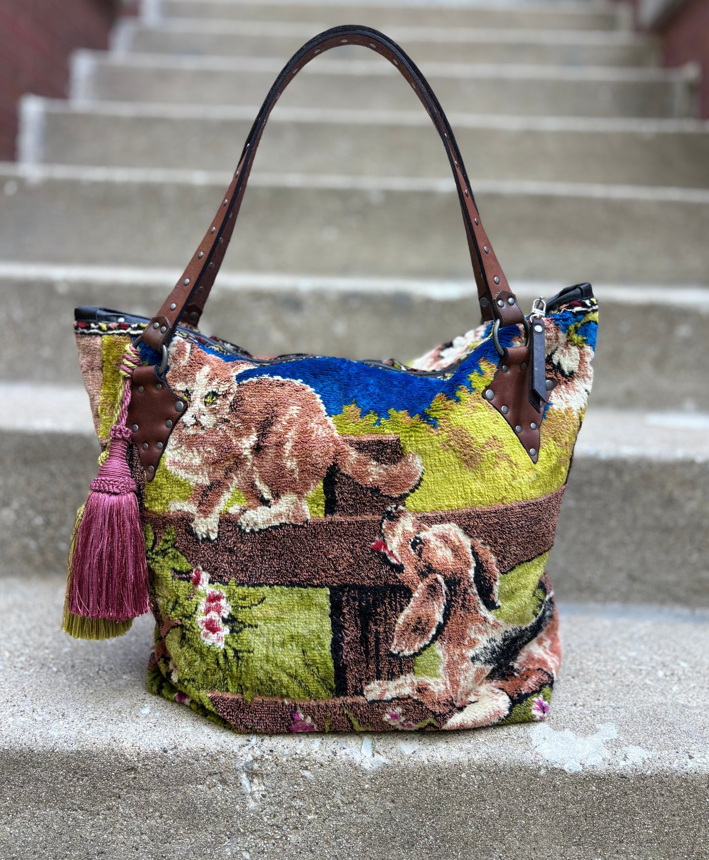 Kitten And Puppy Velvet Ziptop Bag