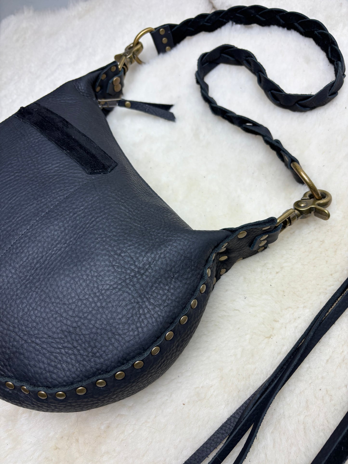 Black & Brass Crescent Bag