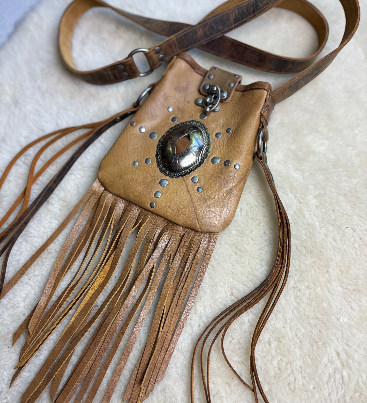 Reclaimed Leather Concho Bag