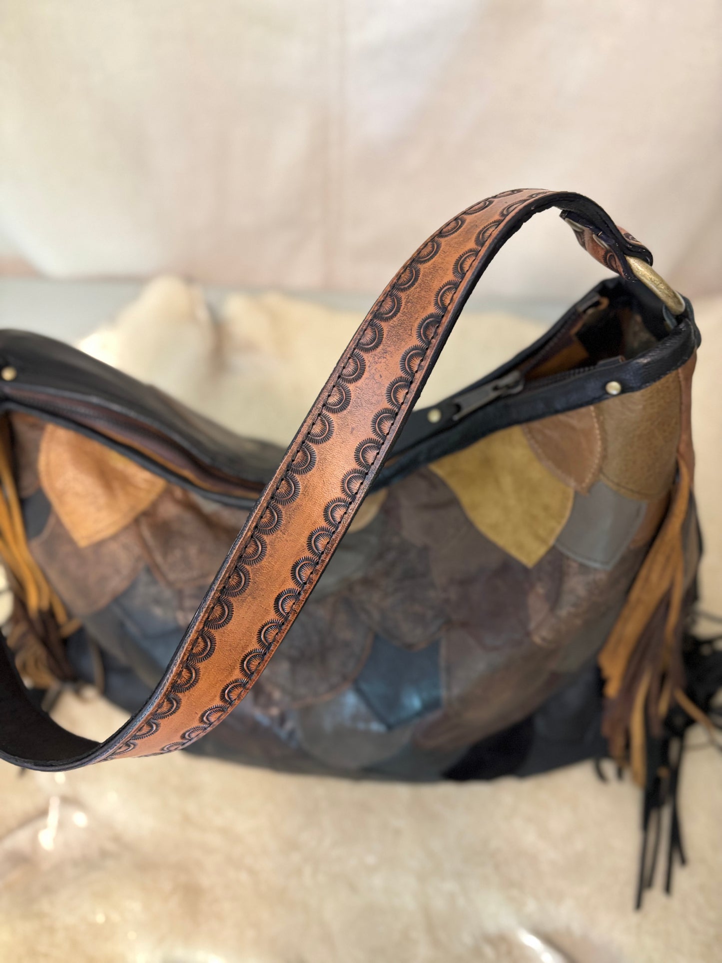Reclaimed Leather Fish Scale Bag
