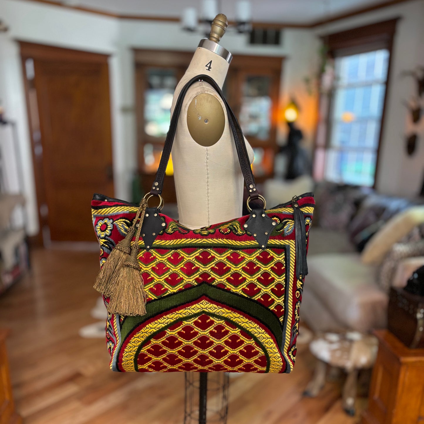 Red and Gold Vintage Prayer Rug Bag