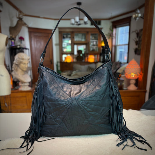 Black Star Stitch Reclaimed Leather Bag