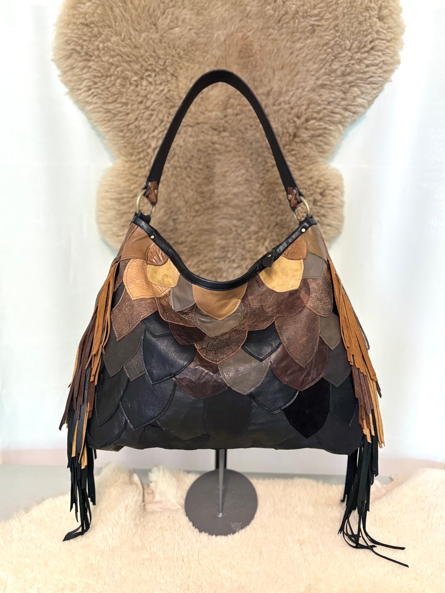 Reclaimed Leather Fish Scale Bag