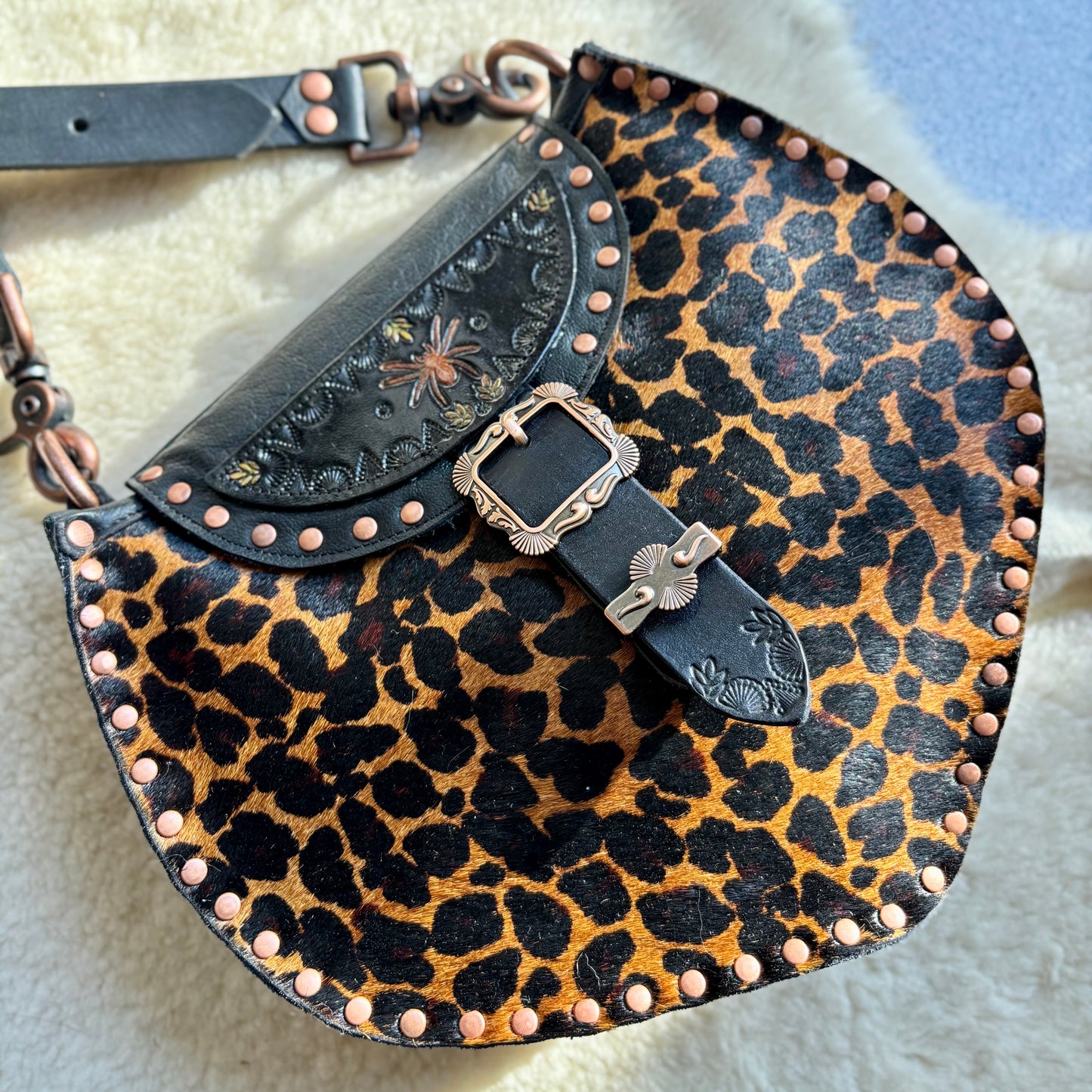 Leopard Crossbody with Spider