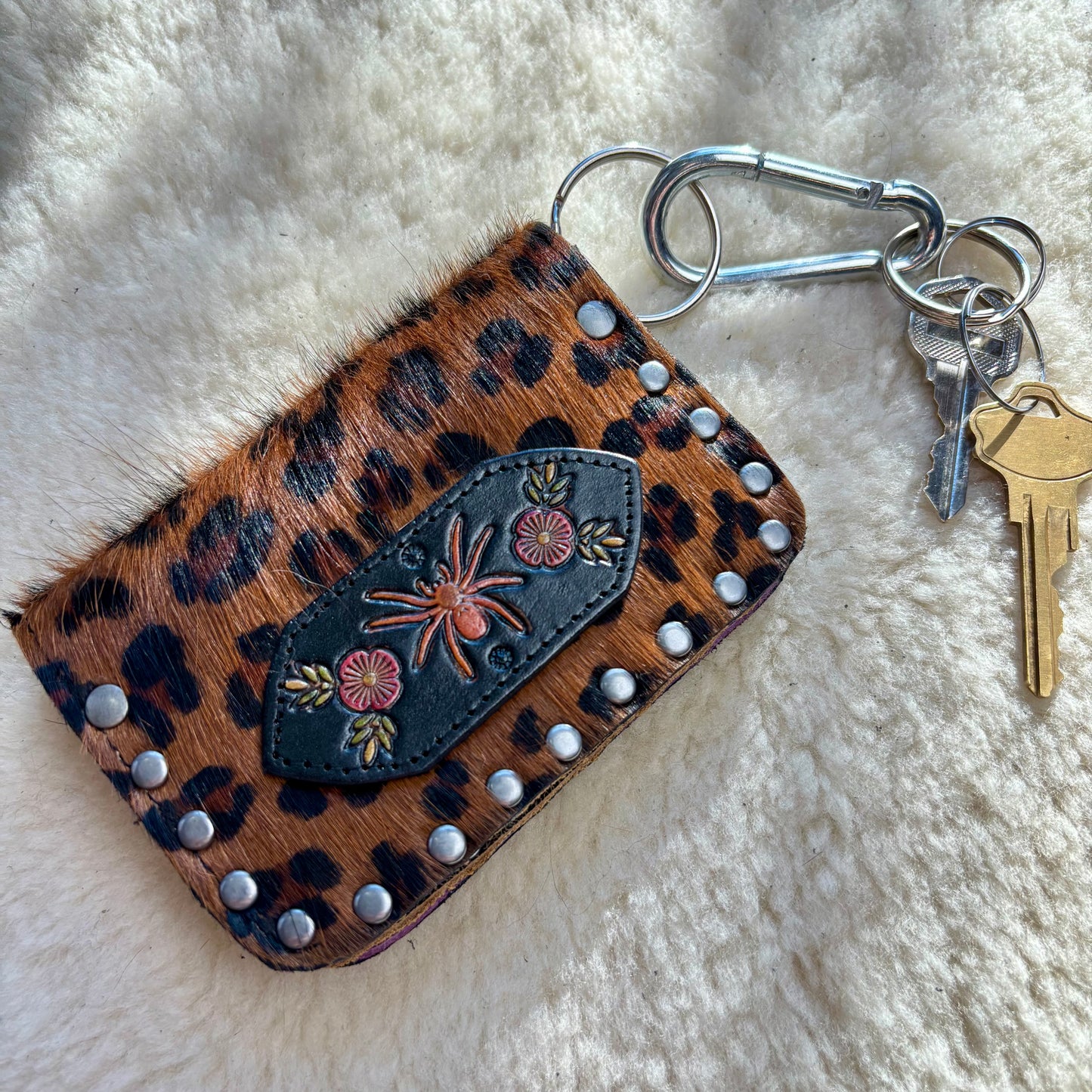 Leopard Wallet with Spider Patch