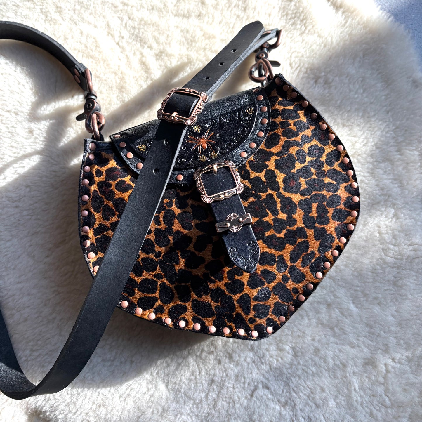 Leopard Crossbody with Spider