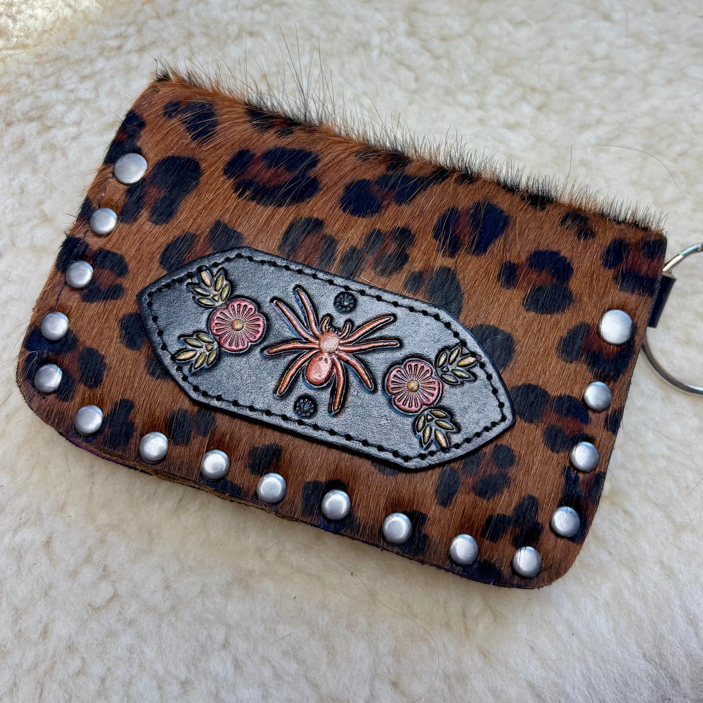 Leopard Wallet with Spider Patch