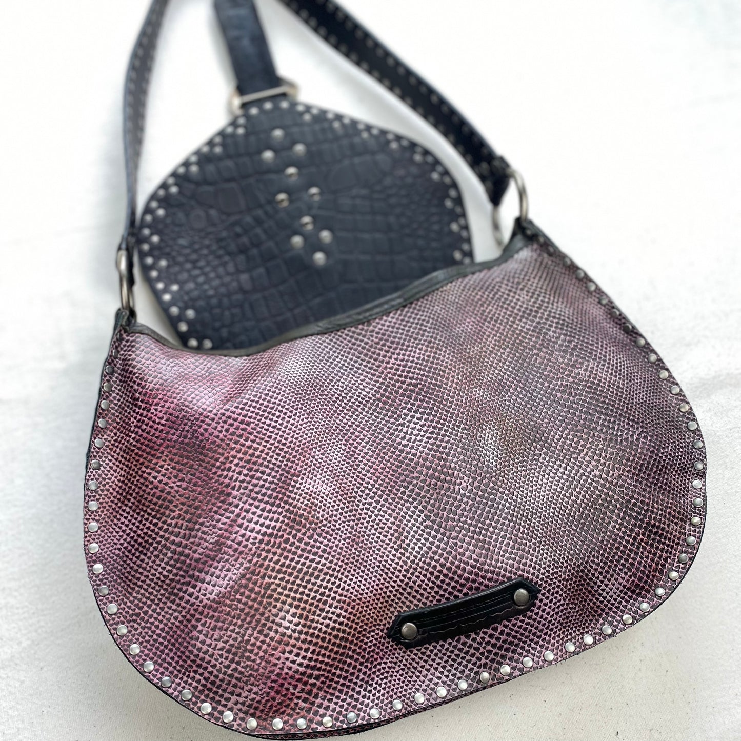 Pink Snake Print Shoulder Bag