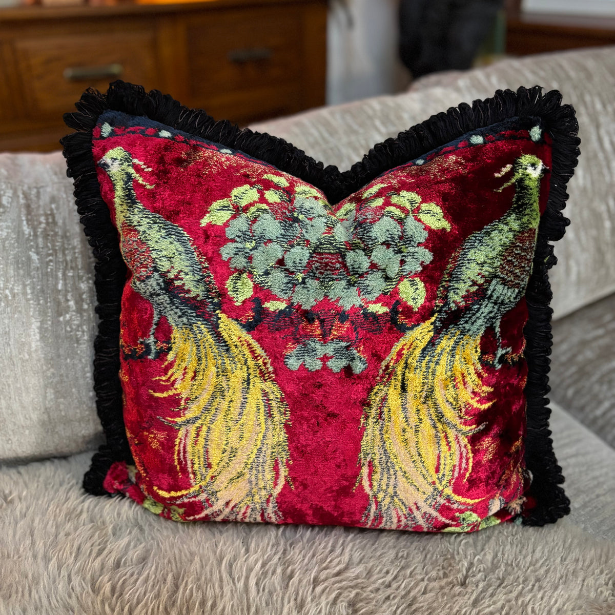 Tropical Birds Vintage Velvet Pillow