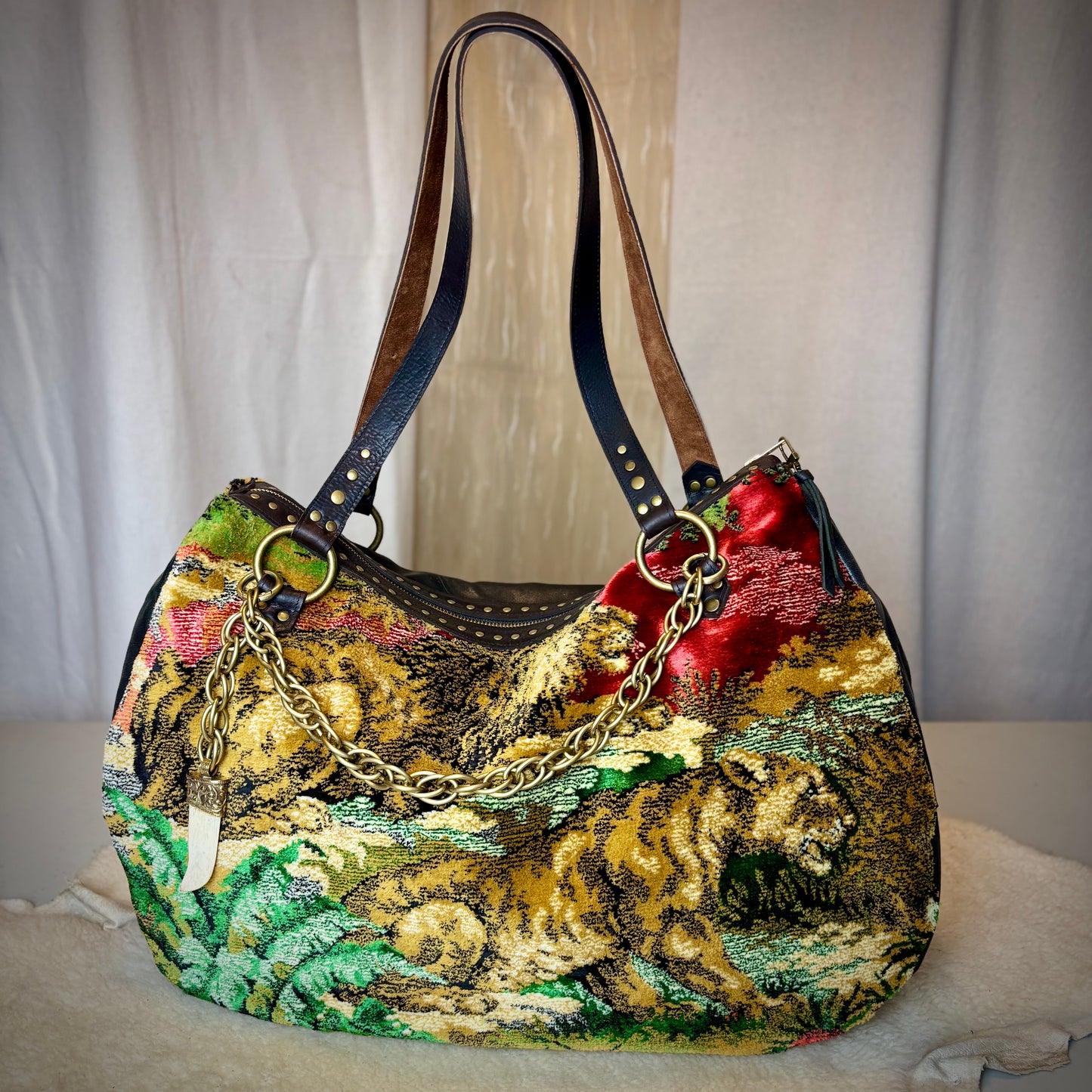 Velvet Tapestry Zip Top with Lions
