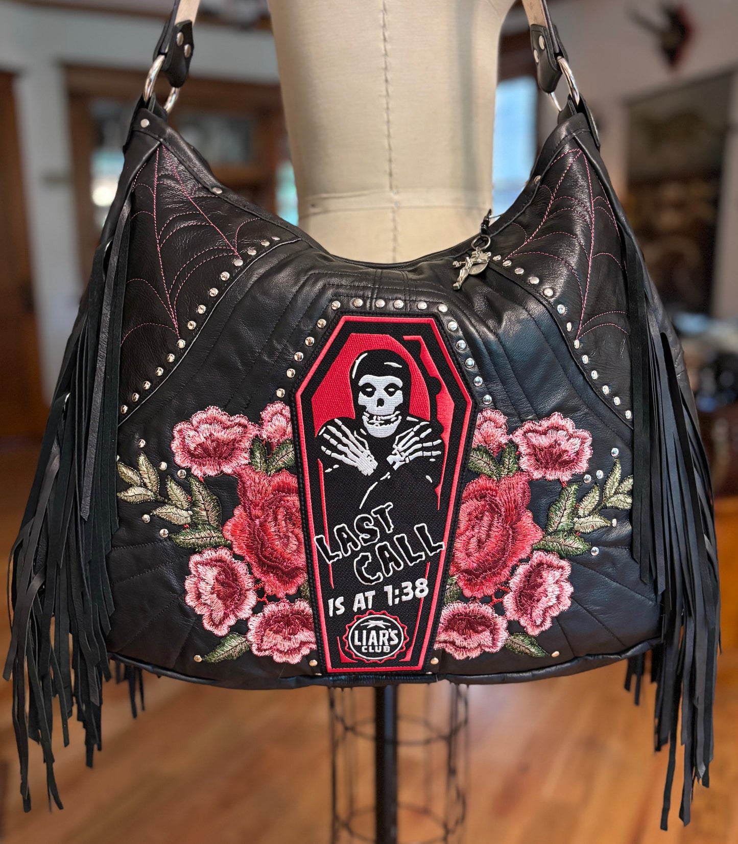 Black Leather Rock n Roll Queen Bag