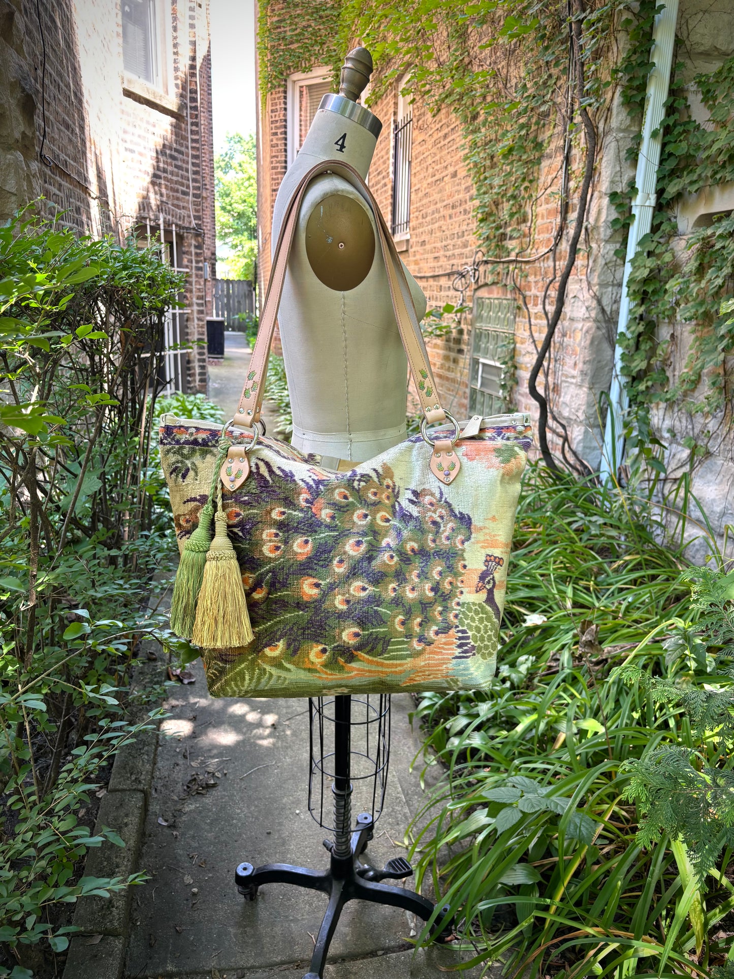 Pastel Peacock Velvet Ziptop Bag