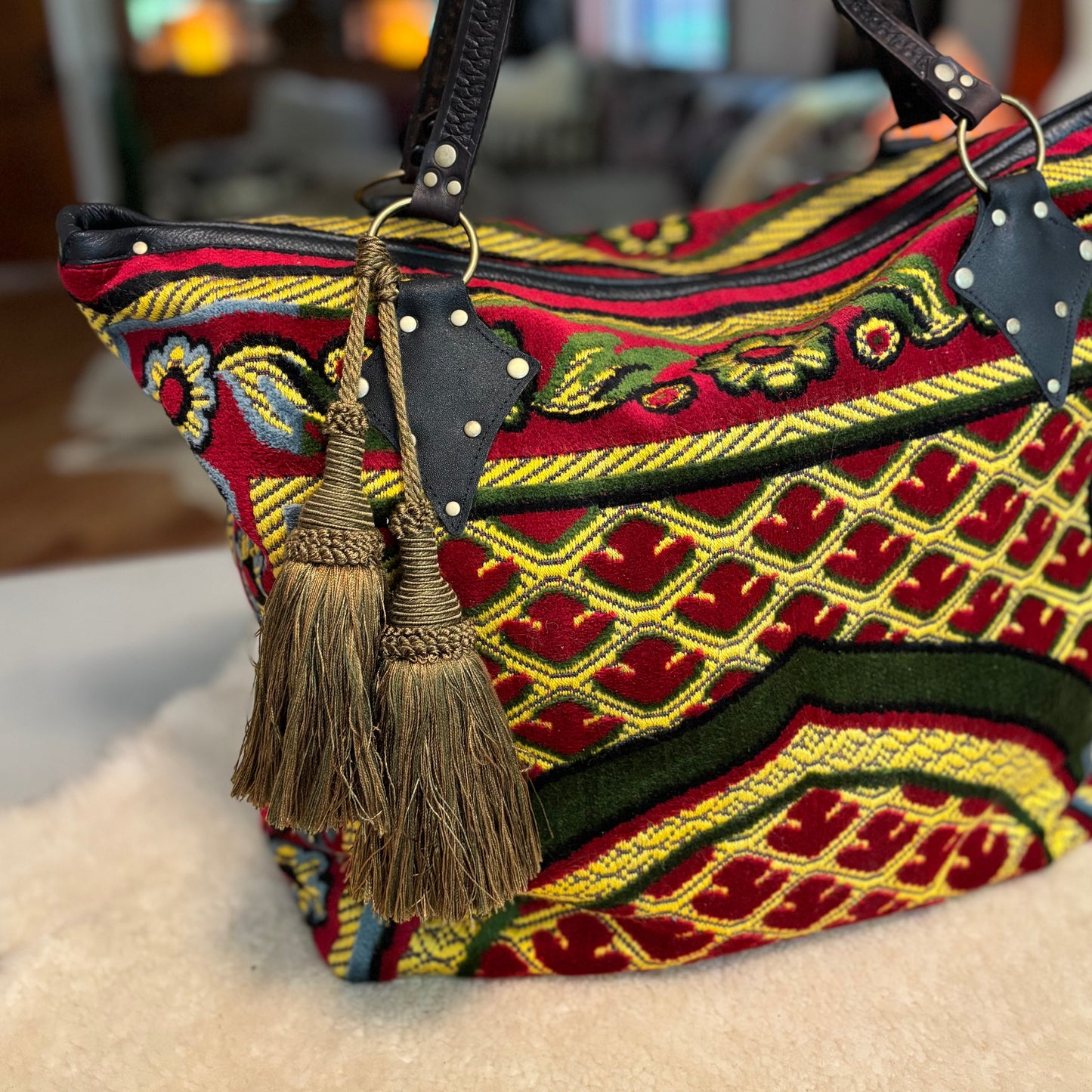Red and Gold Vintage Prayer Rug Bag