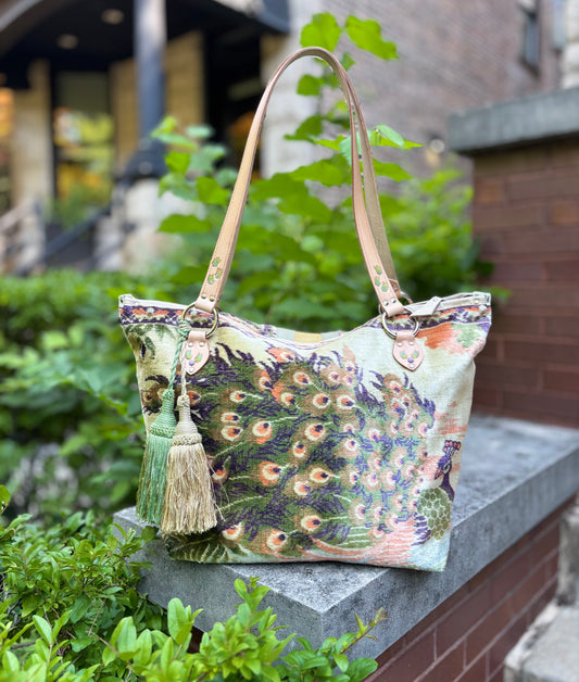 Pastel Peacock Velvet Ziptop Bag