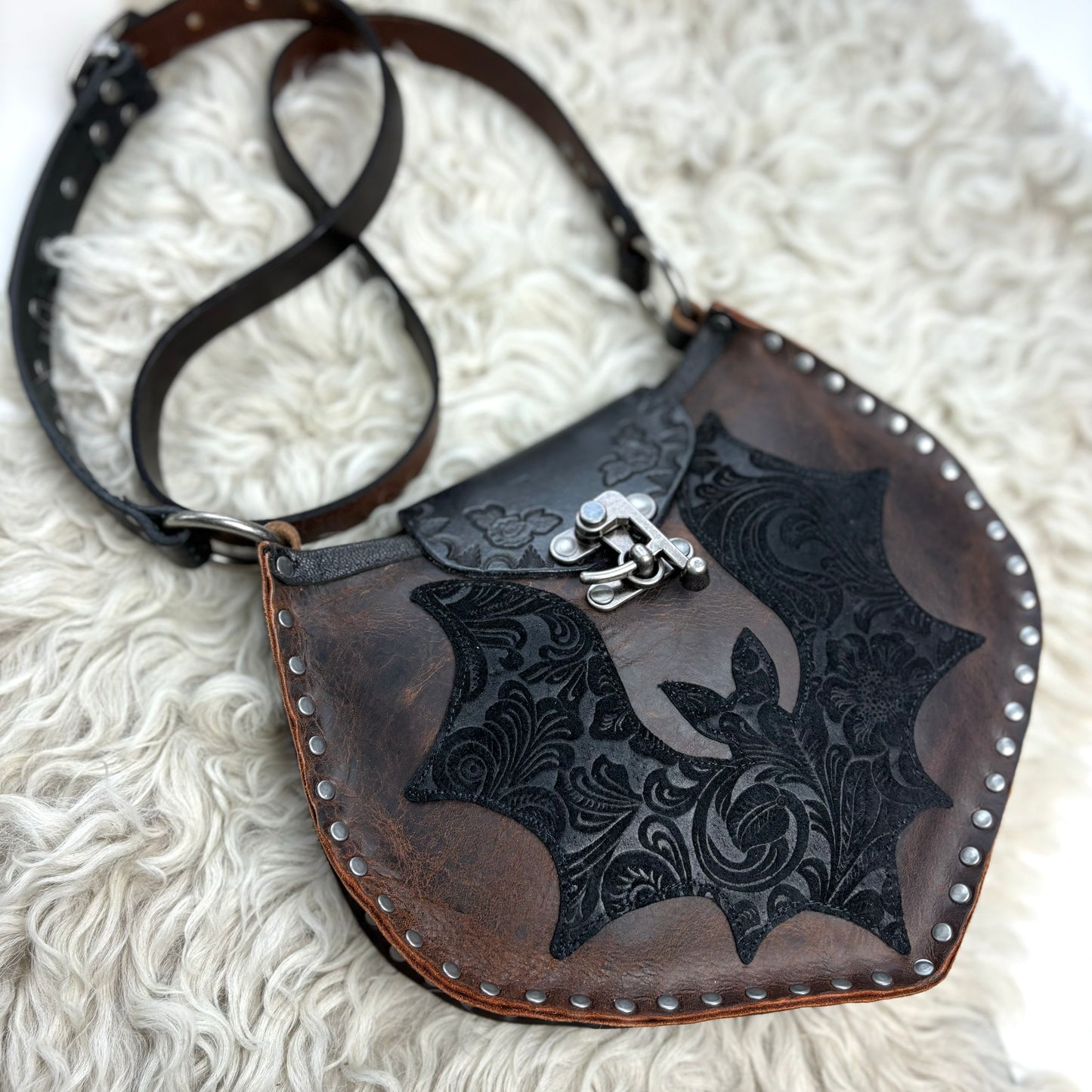 Gothic Bat Bag in Rustic Dark Brown