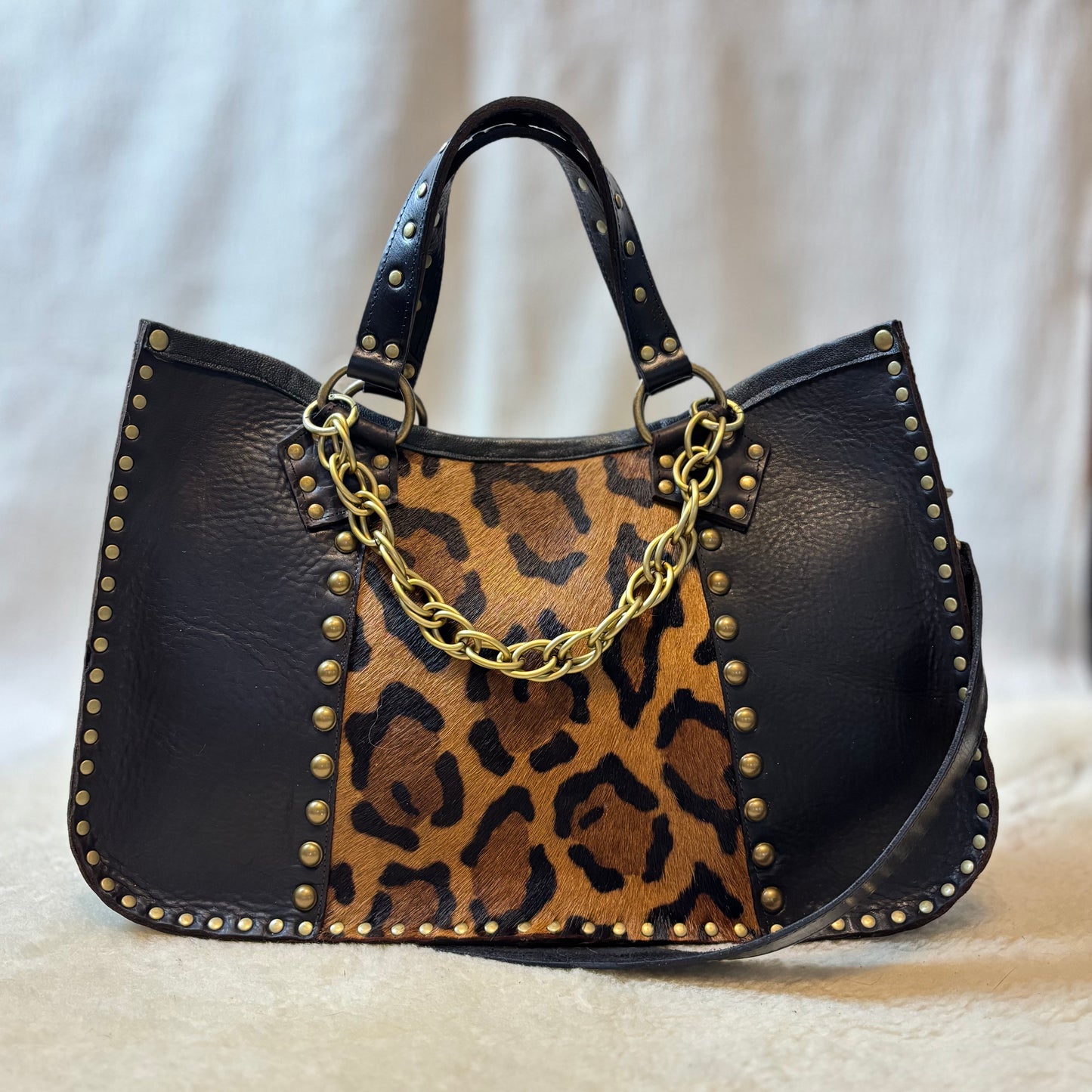 Leopard and Deep Brown Box Bag