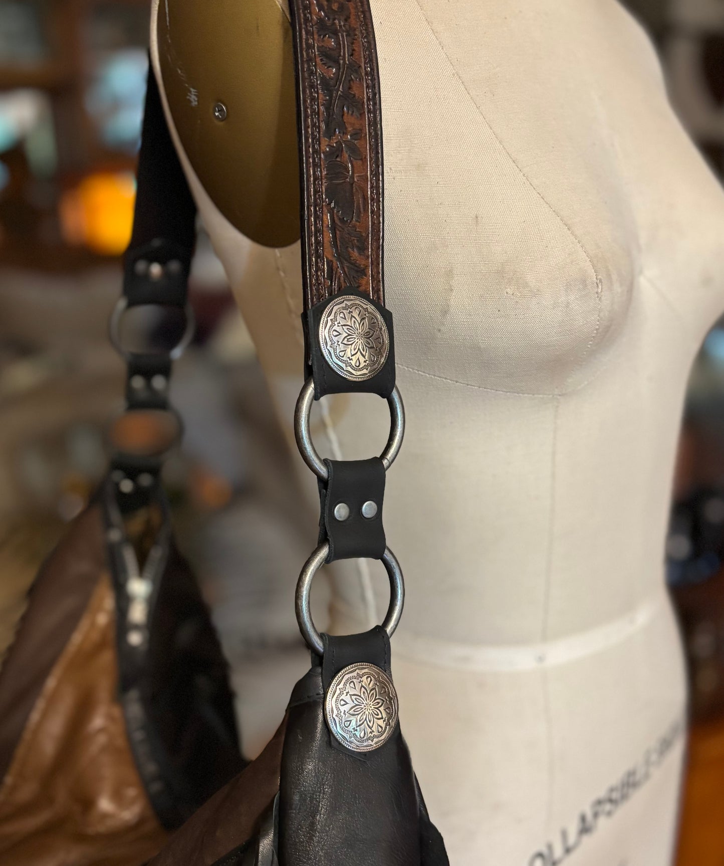 Black and Brown Reclaimed Leather Bag