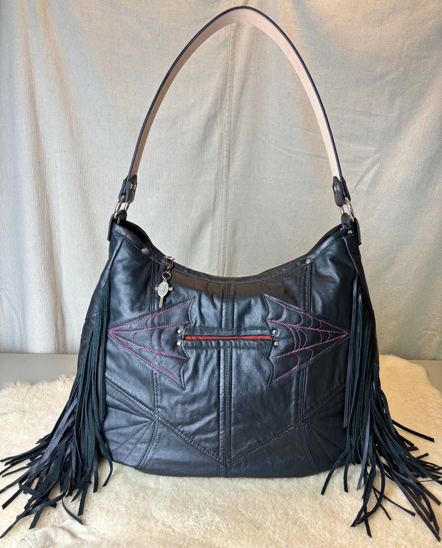 Black Leather Rock n Roll Queen Bag