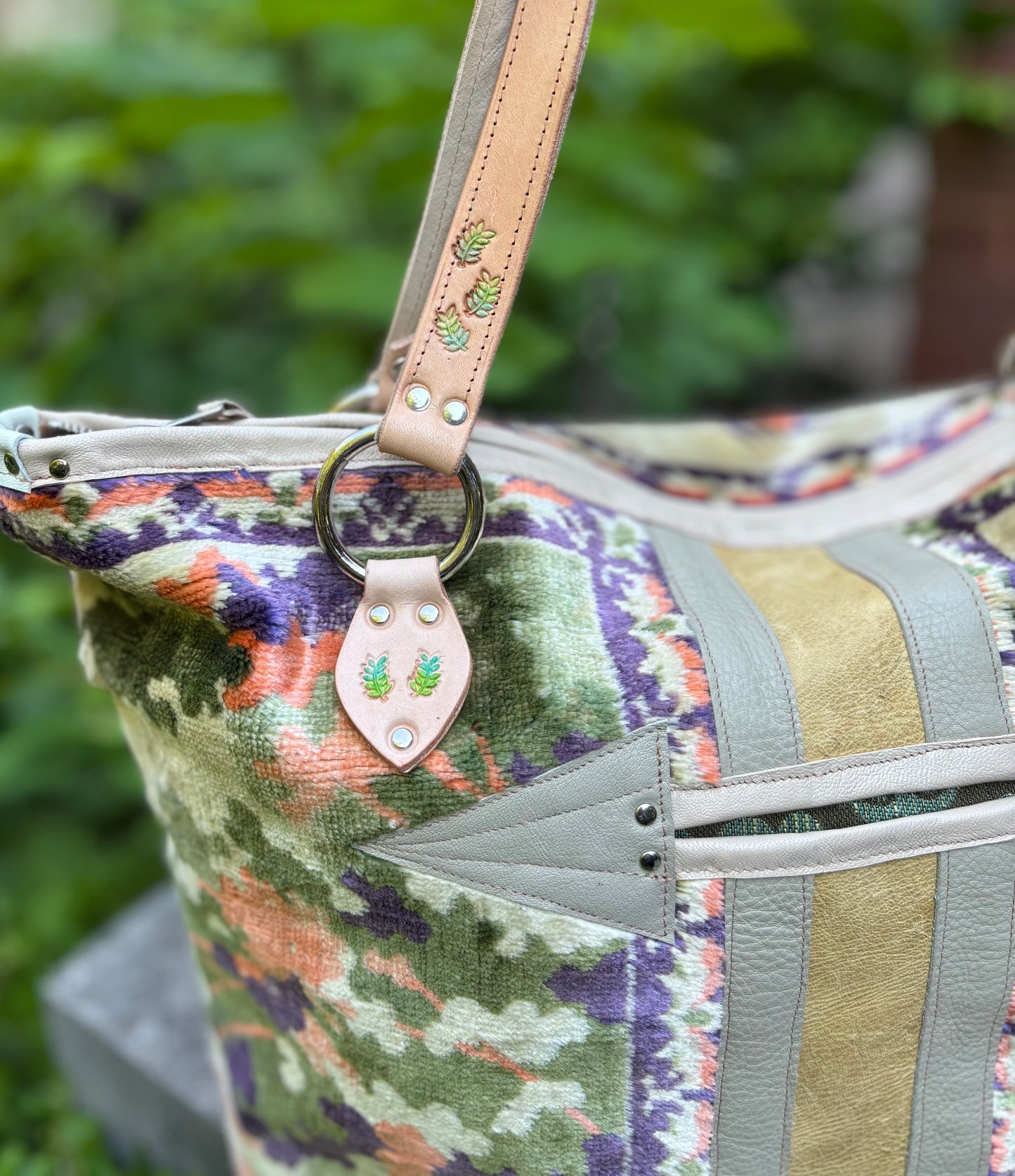 Pastel Peacock Velvet Ziptop Bag