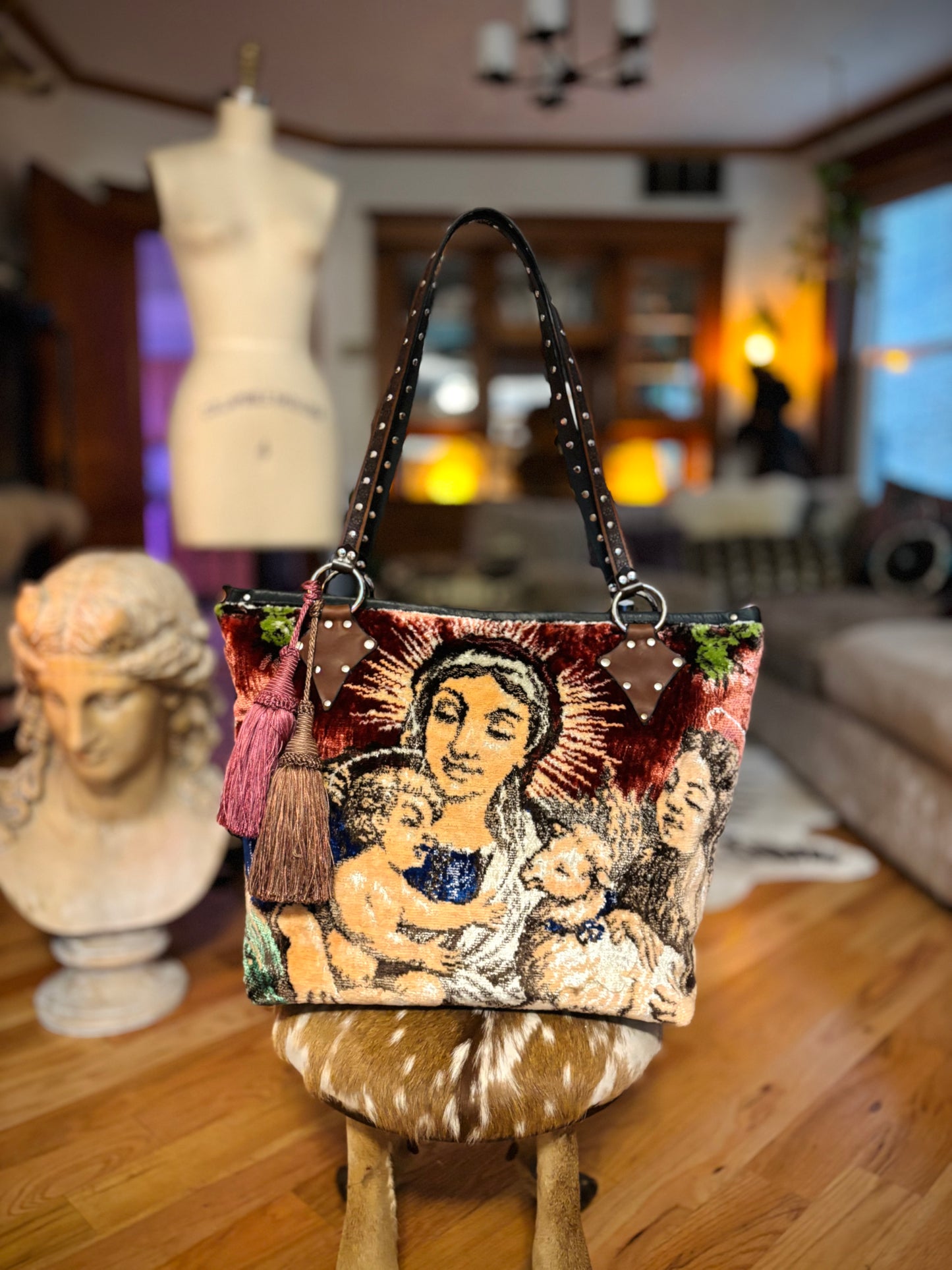 Vintage Velvet Virgin Tapestry Bag