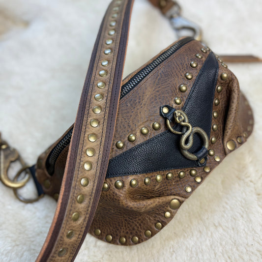 Rustic Brown Black and Bronze Fanny Pack