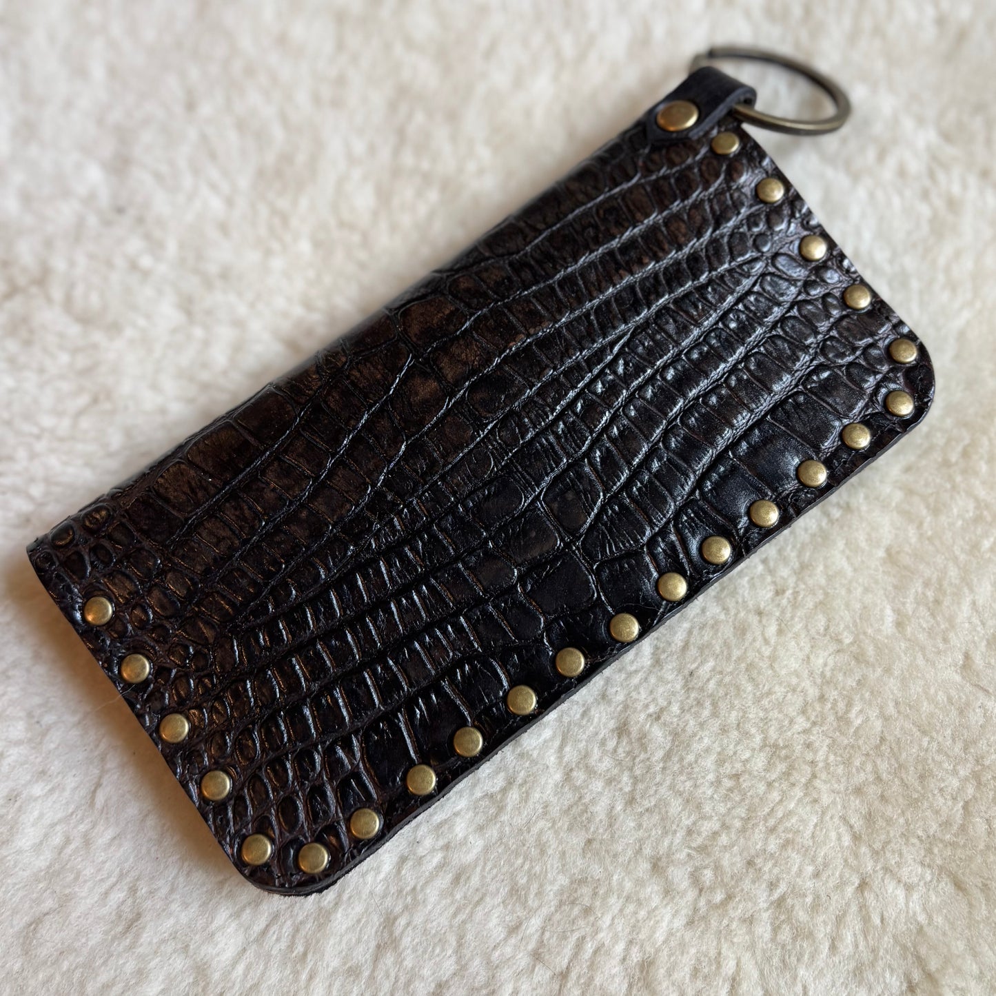 Skull and Roses Medium Croc Wallet