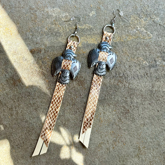 Natural Snake Thunderbird Earrings