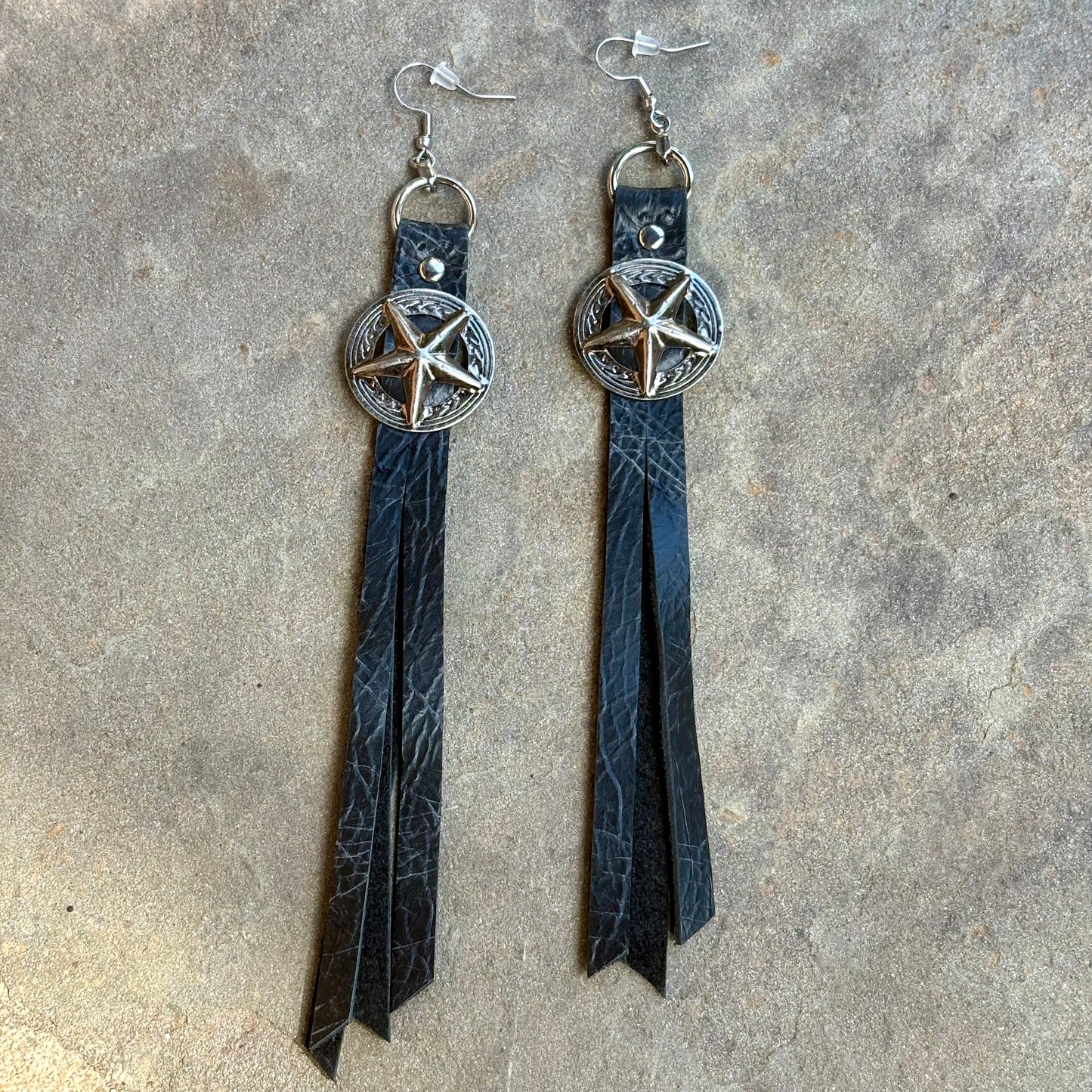 Black Lone Star Earrings