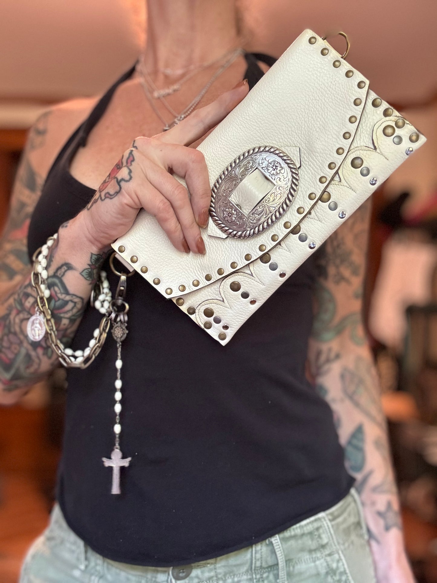 Winter White Rosary Clutch